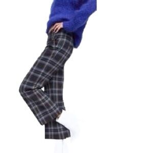 Zara Plaid Cropped Pants in Navy Size 2 (26 Waist)